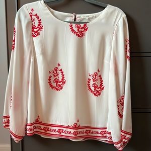 Tularosa white and red printed blouse